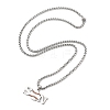 202 Stainless Steel Enamel Box Chain Sport Ball Pendant Necklaces for Men NJEW-K380-01B-02-2