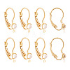10Pcs Flat Round Brass Glass Leverback Earring Findings KK-TADJ0001-18-2