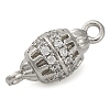 Brass Micro Pave Clear Cubic Zirconia Hollow Oval Connector Charms KK-A230-05A-P-2