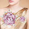 Cloth Rose with Crystal Rhinestone Brooch Pin JEWB-WH0028-13LG-3