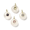 Natural Quartz Crystal Round Pendants G-H318-01G-A-06-1