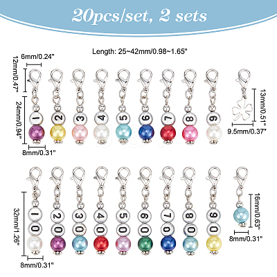 Acrylic Imitation Pearl Beaded Pendant Stitch Markers HJEW-AB00331-1