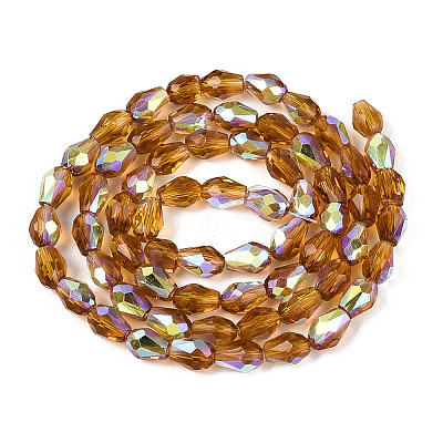Transparent Electroplate Glass Beads Strands EGLA-N023-6x8mm-A06-1