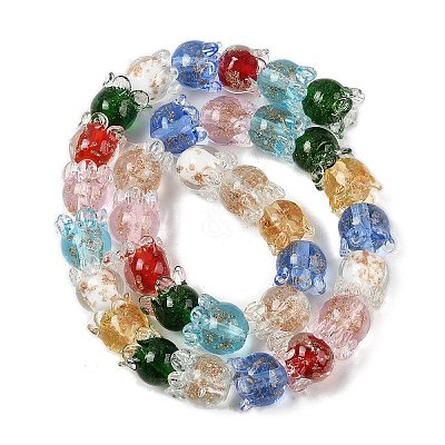 Gold Sand Lampwork Beads Strands LAMP-P069-02A-07-1