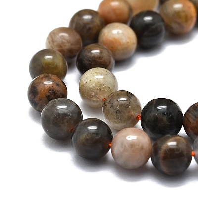 Natural Black Sunstone Beads Strands G-E576-01A-1