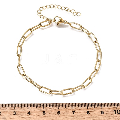 4MM 304 Stainless Steel Textured Paperclip Chain Bracelets for Man and Women SA-CBAB767-11G-1