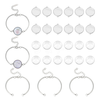 Blank Dome Flat Round Link Bracelet Making Kit DIY-UN0004-60-1