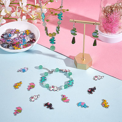 50Pcs 10 Colors Alloy Enamel Connector Charms ENAM-PH0002-62-1