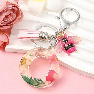 Resin & Acrylic & Faux Suede Tassel Keychain KEYC-YW00125-15-1