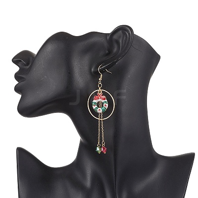 6 Pairs 6 Styles Christmas Theme Alloy Enamel Dangle Earrings EJEW-JE06560-1