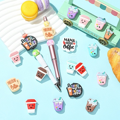 24Pcs 12 Styles Cartoon Drink Silicone Beads PVC-YW0001-04-1
