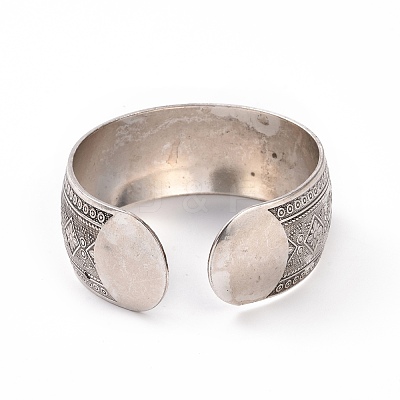 Bohemia Tibetan Style Alloy Thick Open Cuff Bangle for Women BJEW-E002-01AS-05-1
