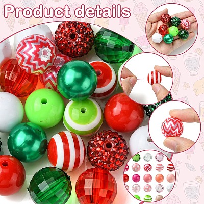DIY Round Acrylic & Striped Resin Beads Pendants Making Kits DIY-YW0010-21A-1