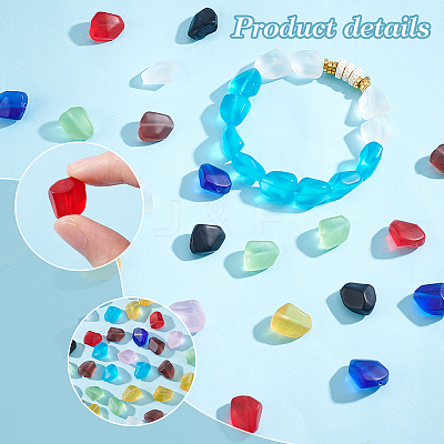 90Pcs 9 Colors Transparent Frosted Glass Beads FGLA-PH0001-07-1
