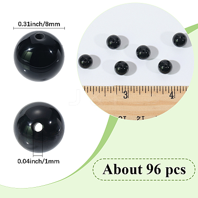 2 Strands Round Natural Black Onyx(Dyed & Heated) Beads Strands G-SP0001-24-1