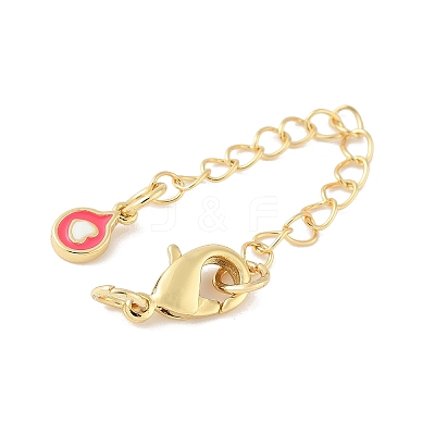 Heart Brass Enamel Chain Extender KK-B148-05G-01-1