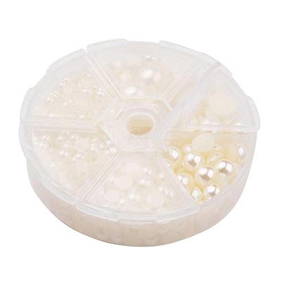1Box ABS Plastic Imitation Pearl Dome Cabochons SACR-JP0001-24-1