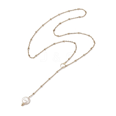 ABS Plastic Imitation Pearl Nuggets Pendant Necklaces NJEW-JN04952-1