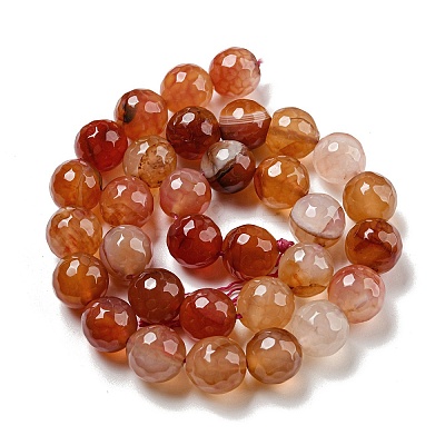 Faceted Natural Banded Agate Beads Strands G-F447-12mm-O04-1
