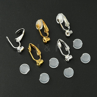12Pcs 2 Color Brass Clip-on Earring Converters Findings KK-FS0001-31-1