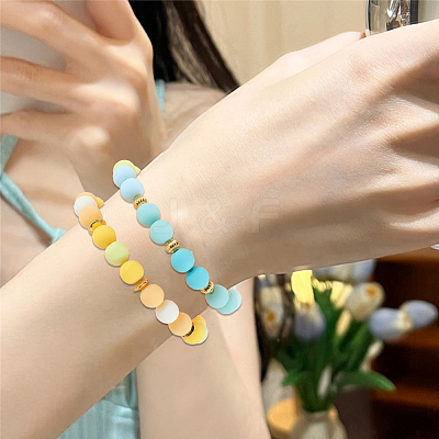 500Pcs Rubberized Style Imitated Silicone Acrylic Beads MACR-SP0001-07F-1
