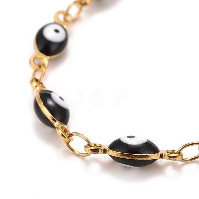 Enamel Horse Eye Link Chains Bracelet BJEW-P271-05G-04-1