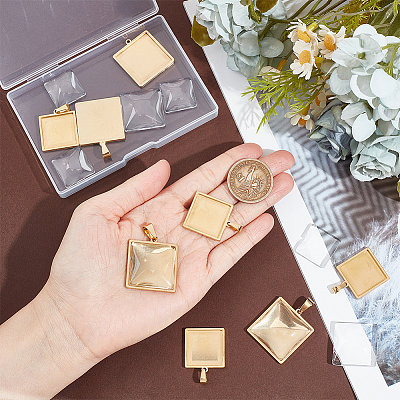 DIY Blank Square Pendant Making Kit DIY-UN0005-44-1
