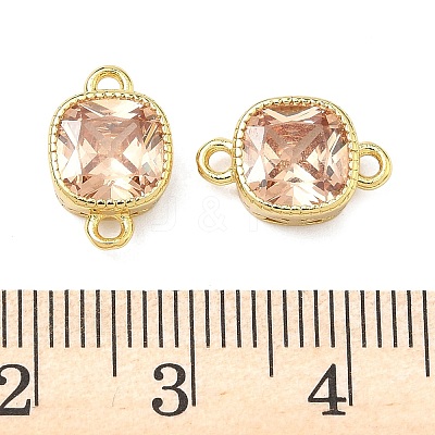 Brass Pave Cubic Zirconia Square Connector Charms KK-P348-06G-01-1