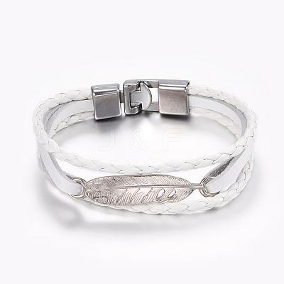 Leather Cord Multi-strand Bracelets BJEW-P169-H-1