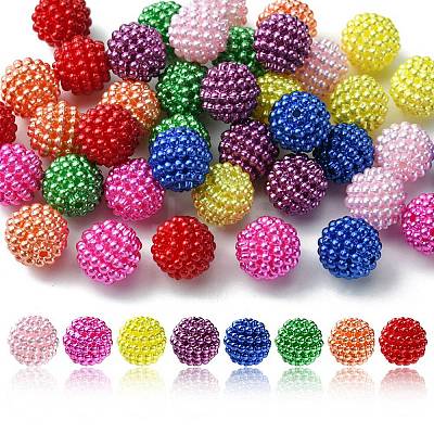 40Pcs 8 Colors Imitation Pearl Acrylic Beads OACR-FS0001-48-1