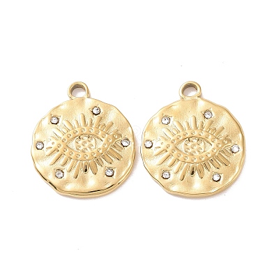 304 Stainless Steel Micro Pave Clear Cubic Zirconia Pendants STAS-J400-27G-1