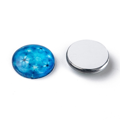 Mosaic Printed Glass Half Round/Dome Cabochons X-GGLA-N004-16mm-G-1