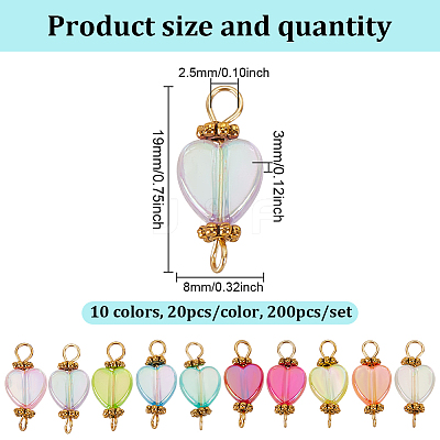 200Pcs 10 Colors Transparent Acrylic Pendants PALLOY-GO00013-1
