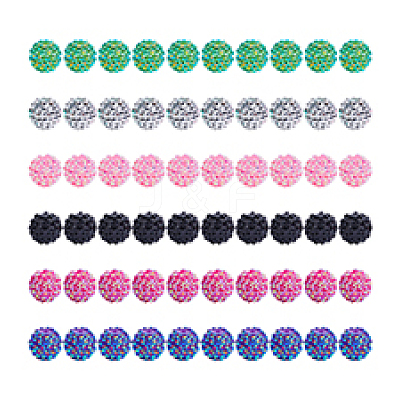 AHADERMAKERS 60pcs 6 colors Resin Rhinestone Beads RESI-GA0001-26-1