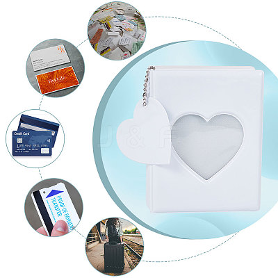3 Inch PVC Mini Heart Hollow Photocard Holder Book AJEW-WH0038-65P-01-1