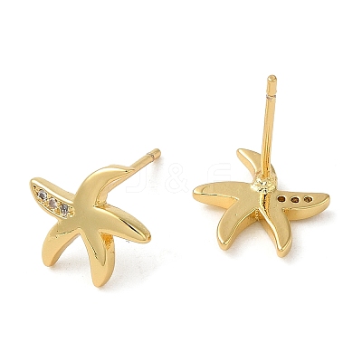 Rack Plating Brass Starfish Stud Earrings EJEW-M235-05G-1