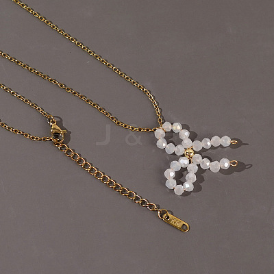 Glass Beaded Bowknot Pendant Necklaces LG8345-3-1
