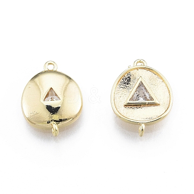 Brass Pave Clear Glass Connector Charms KK-C006-08G-1