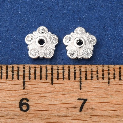 925 Sterling Silver Clear Cubic Zirconia Bead Caps STER-A047-07B-S-1
