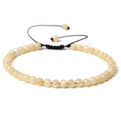 Adjustable Women's Yellow Jade Beaded Bracelet CN3407-27-1