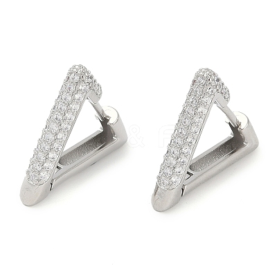 Rack Plating Triangle Brass Micro Pave Cubic Zirconia Hoop Earrings EJEW-Z059-14P-1
