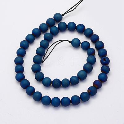 Electroplate Natural Druzy Agate Beads Strands G-G708-12mm-03-1