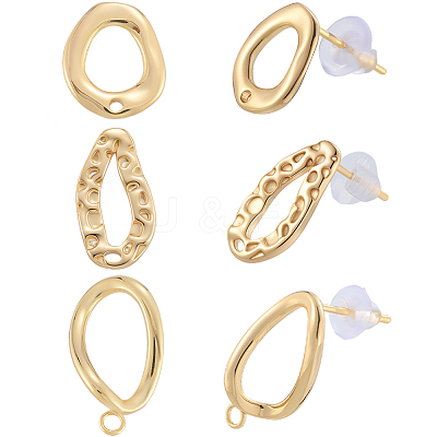 18Pcs 3 Styles Brass Stud Earrings KK-BBC0018-60-1