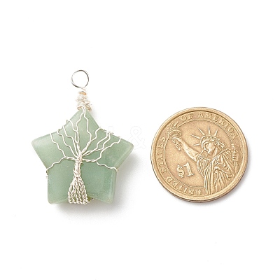 Natural Green Aventurine Pendants PALLOY-JF01635-01-1