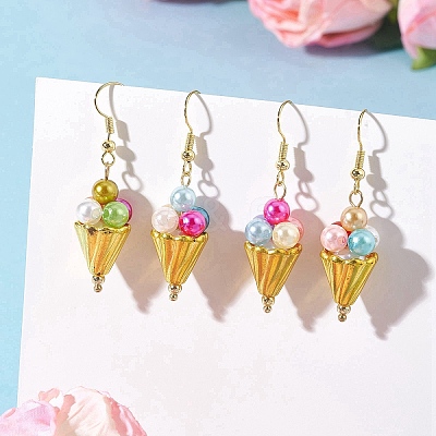 Ice Cream Alloy Acrylic Dangle Earrings EJEW-TA00766-1