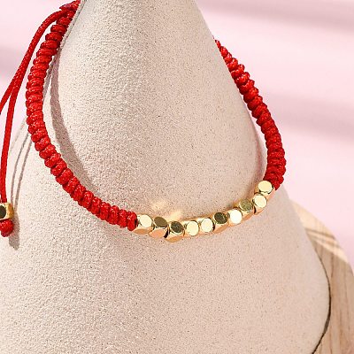 Polyester Cord Braided Bead Bracelets for Women Men BJEW-L698-02G-02-1