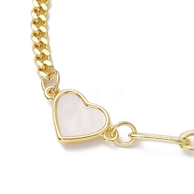 Brass Shell Heart Link Bracelets BJEW-JB10395-1