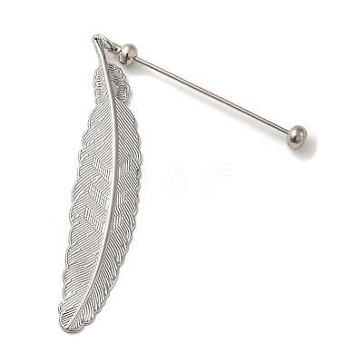 Alloy Feather Pendant Bookmarks AJEW-R101-01S-1