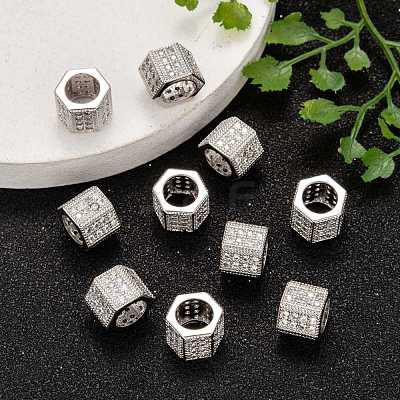 Brass Cubic Zirconia European Beads ZIRC-F001-124P-1