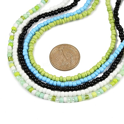 Bohemian Glass Seed Beaded Multi-strand Necklaces for Women NJEW-JN05354-02-1